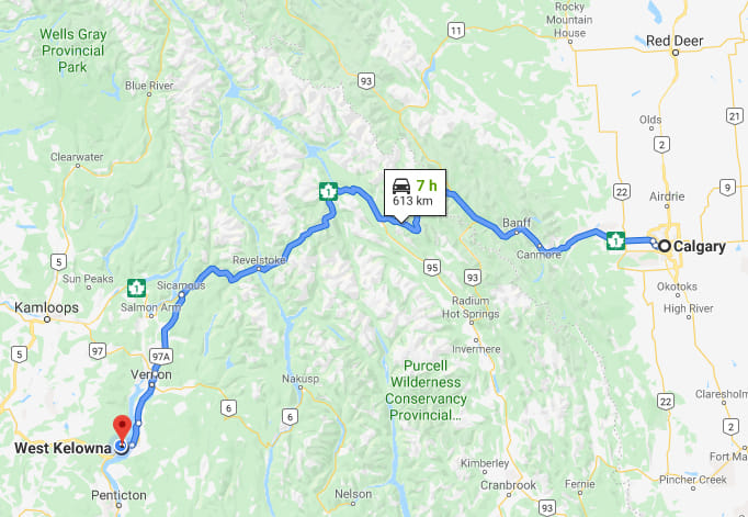 Calgary To Kelowna Map Calgary To Kelowna Road Trip | Frisbee Rob